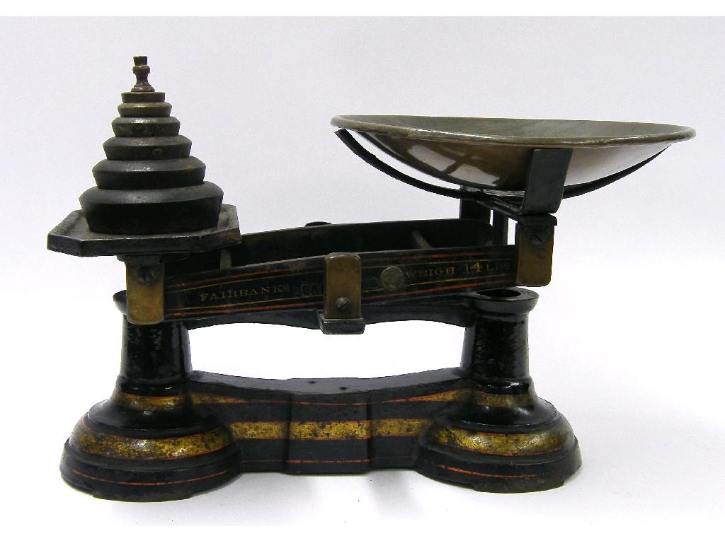 Appraisal: Vintage ebonised Fairbanks weighing scales and weights