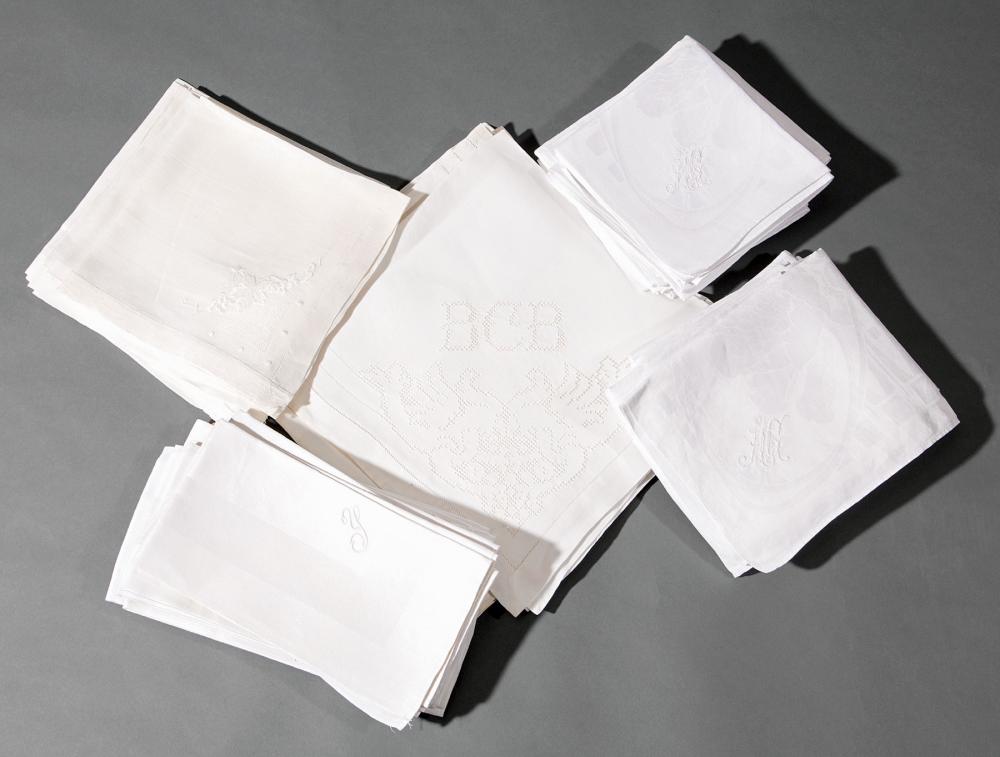 Appraisal: Group of Antique Linen Lapkins and Napkins with Period Monograms