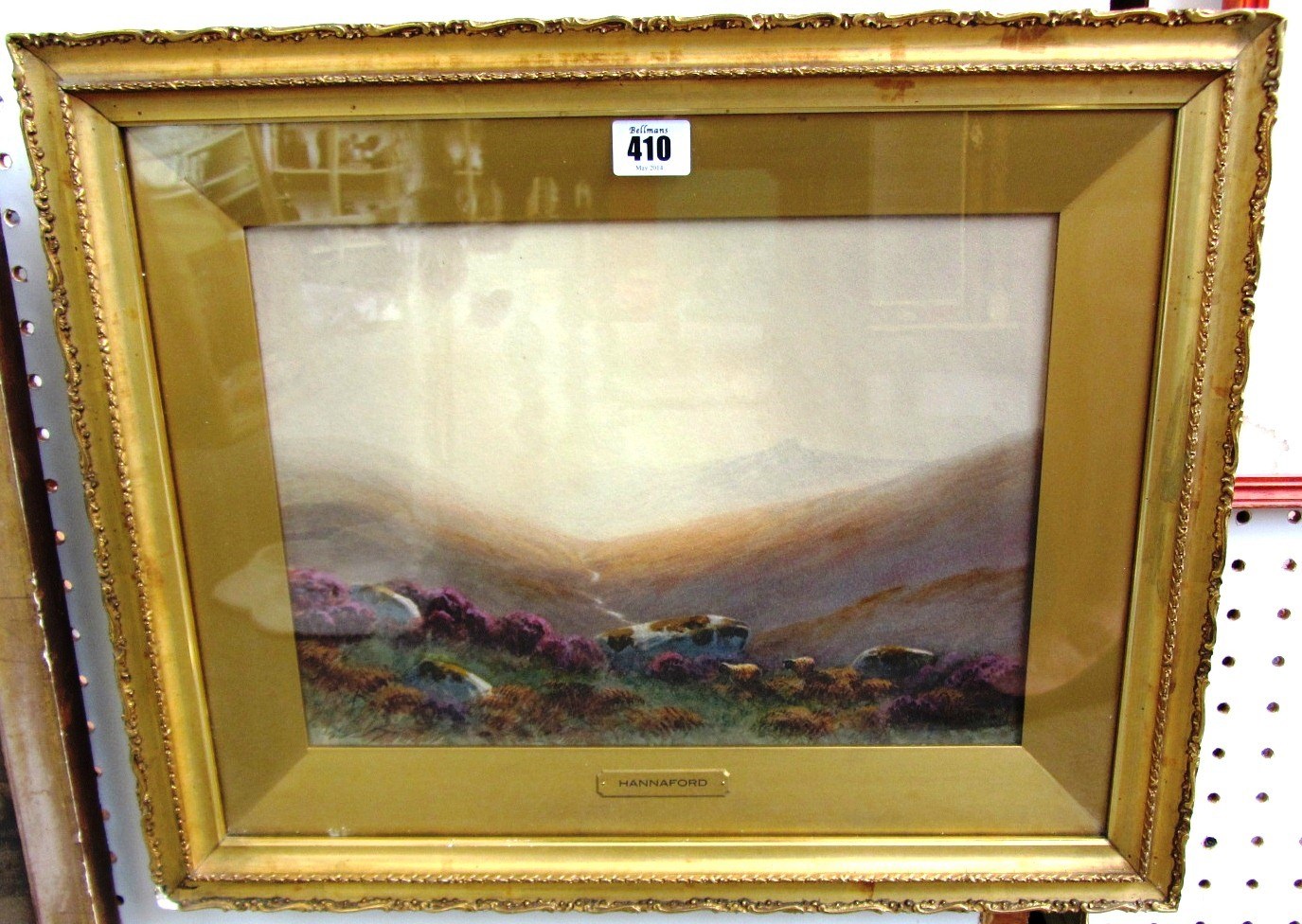 Appraisal: Charles E Hannaford - Moorland scene at sunset watercolour signed