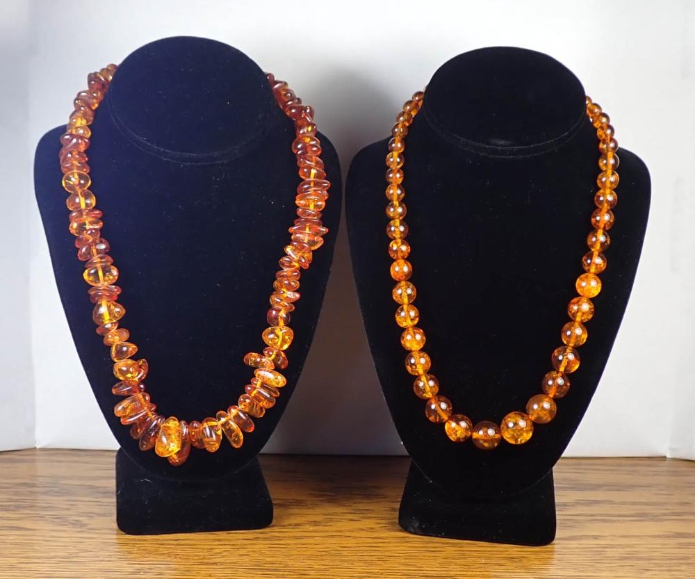 Appraisal: TWO NATURAL BALTIC AMBER BEAD NECKLACES including a strand with