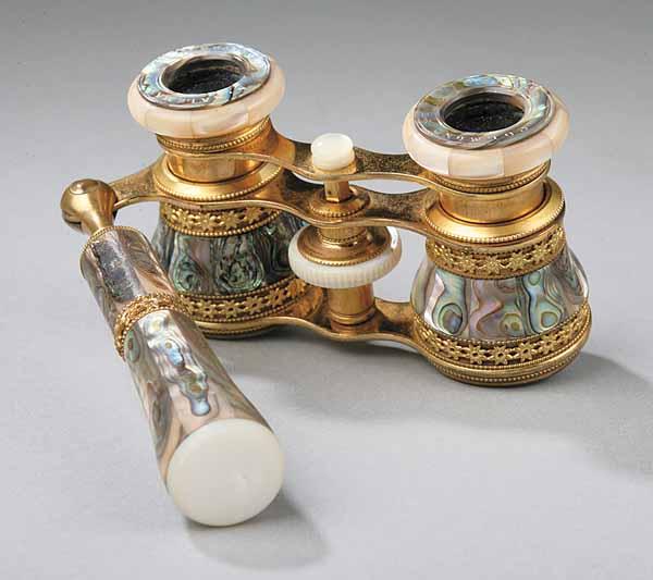 Appraisal: A Pair of French Dark Abalone and Brass Opera Glasses