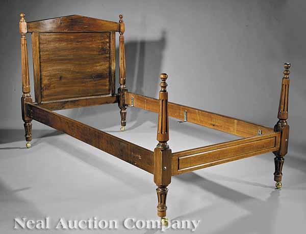 Appraisal: A Directoire-Style Mahogany Bedstead early th c pedimented paneled headboard