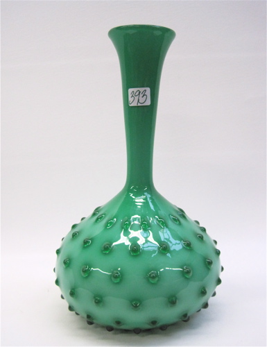 Appraisal: MURANO ART GLASS VASE green with hobnail style raised decoration