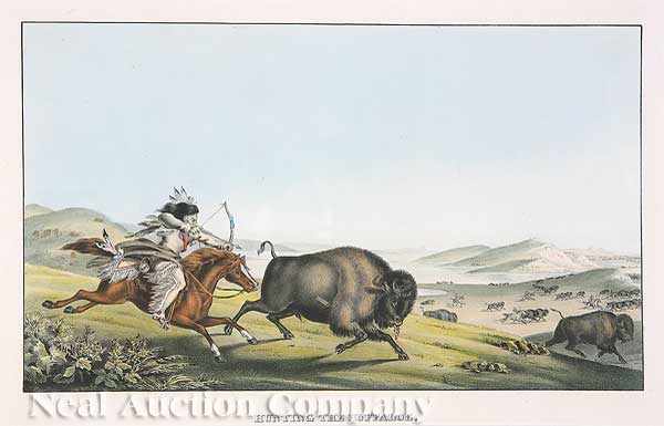 Appraisal: McKenney Hall Publishers Hunting the Buffalo hand-colored lithograph frontispiece from