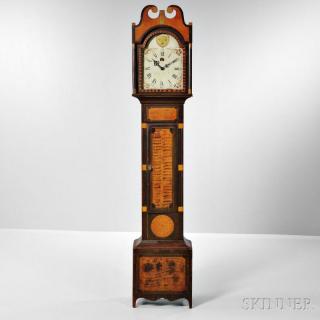 Appraisal: Paint-decorated Pine Tall Case Clock New England early th century