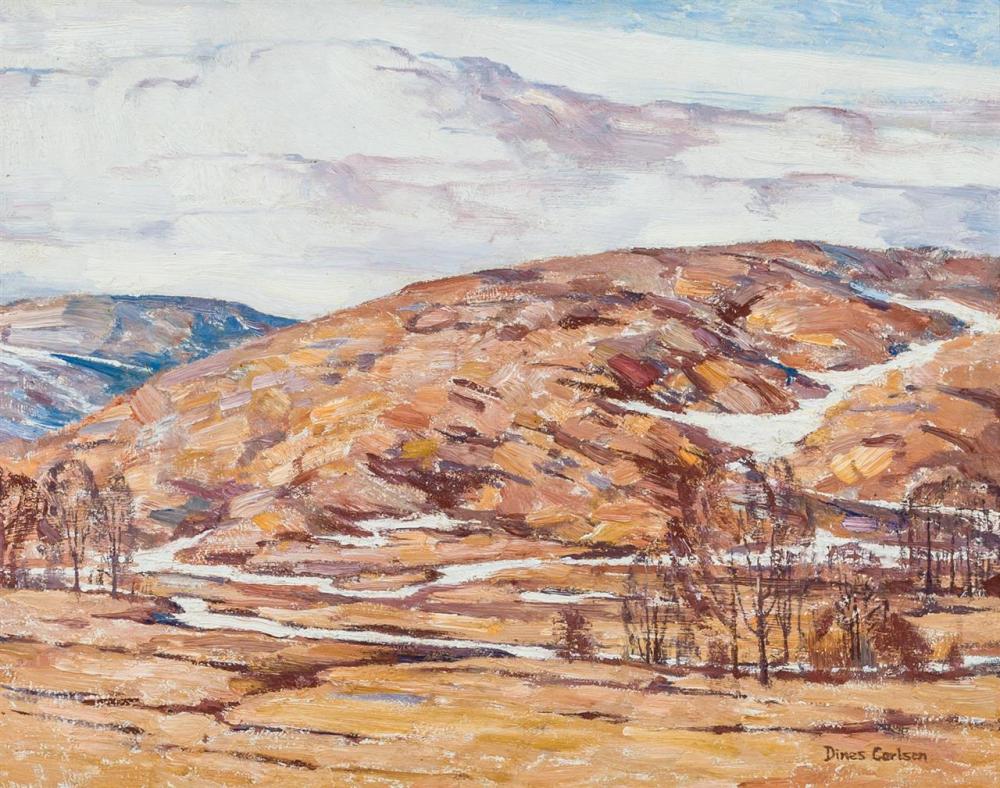 Appraisal: DINES CARLSEN American - Hillside in Winter oil on panel