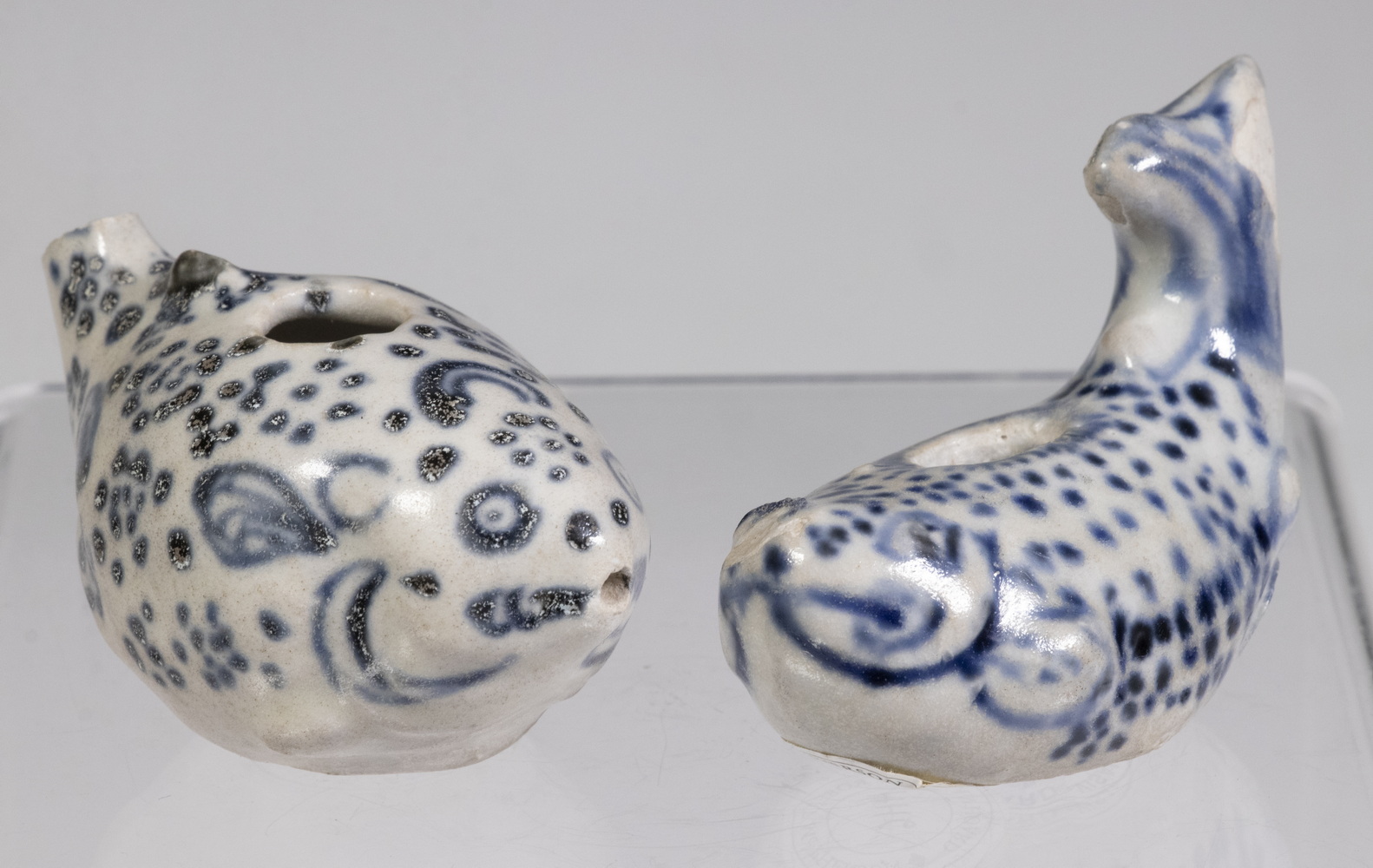 Appraisal: TH C VIETNAMESE BIRD FORM WATER DROPPERS Both blue and