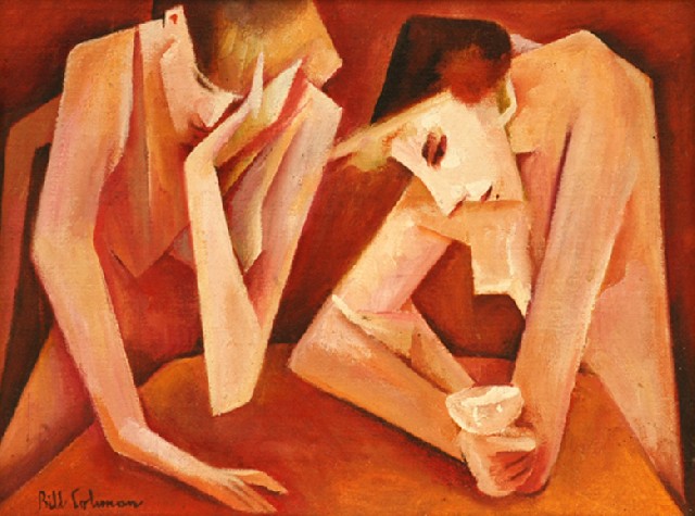 Appraisal: Bill Coleman - Pensive Figures at a Bar oil on