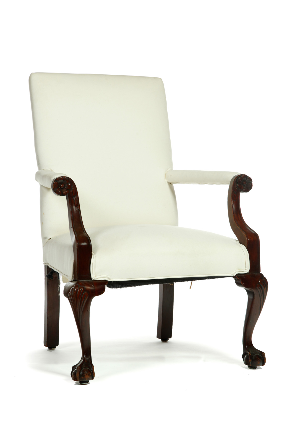 Appraisal: AMERICAN CENTENNIAL CHIPPENDALE-STYLE ARMCHAIR Late th century mahogany Square back