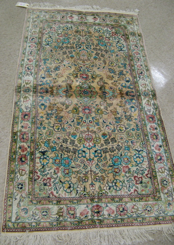 Appraisal: HAND KNOTTED ALL SILK WALL OR FLOOR RUG Sino-Persian overall