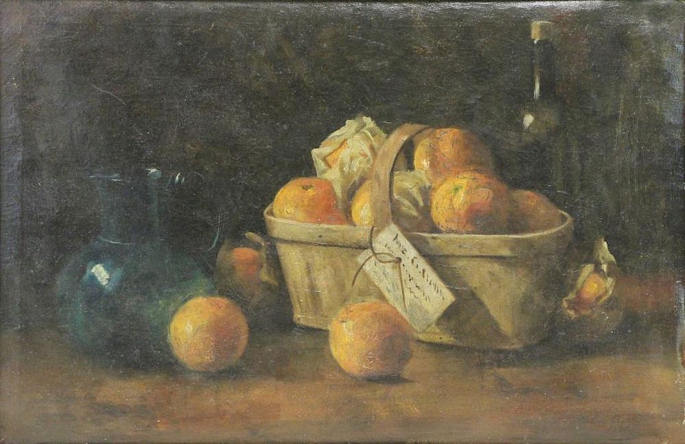 Appraisal: th C Oil on Canvas Still Life with Oranges Signed