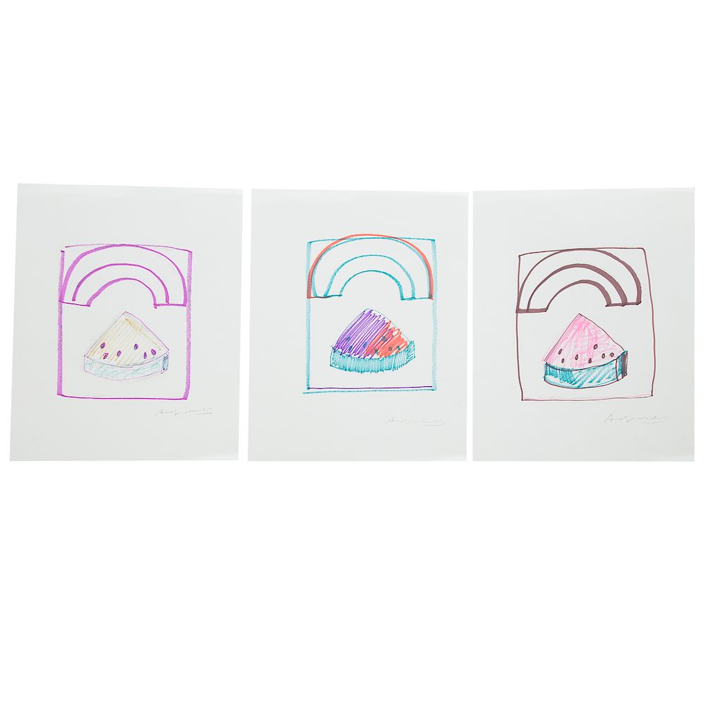 Appraisal: Andy Warhol Pr Watermelon Rainbow Purple American - Marker sketches