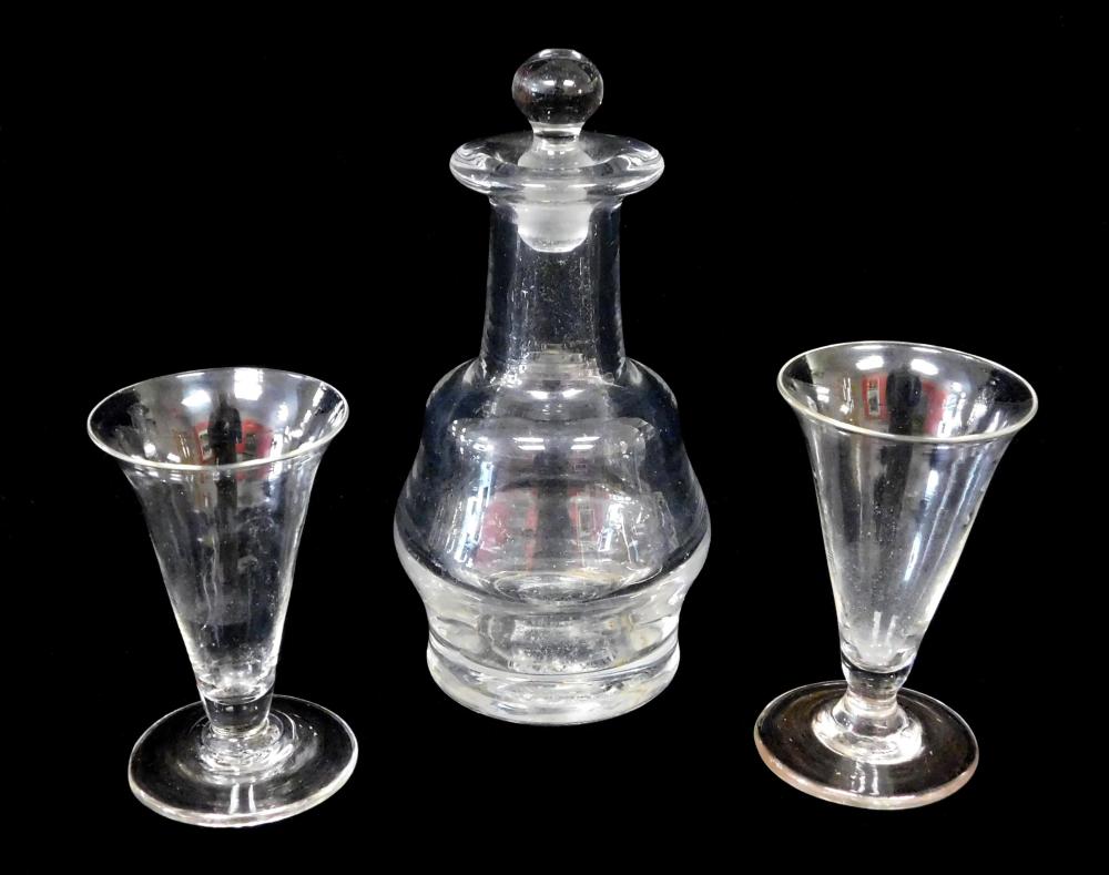 Appraisal: GLASS Three pieces of early blown glass English c small