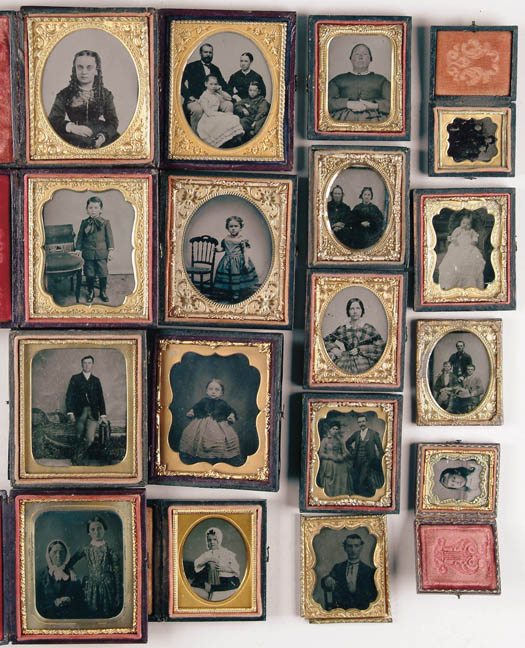 Appraisal: MIXED LOT OF CASED AND UNCASED TINTYPES IN LEATHER Six