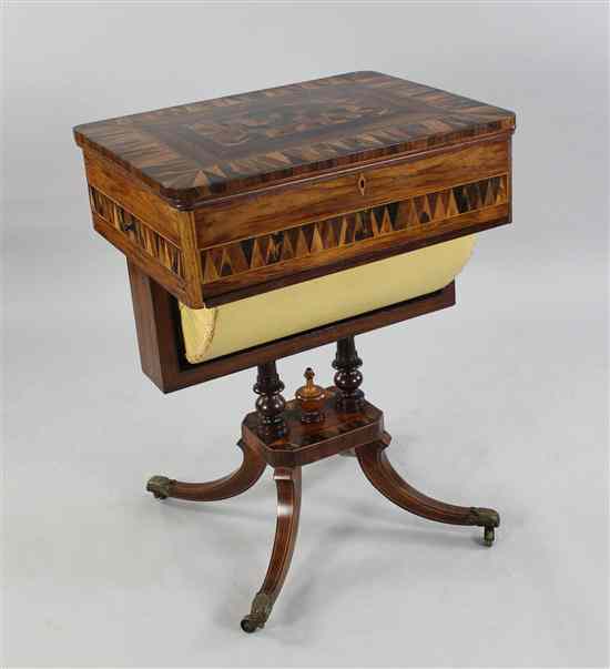 Appraisal: A Regency rosewood and Tunbridgeware writing work table inlaid with