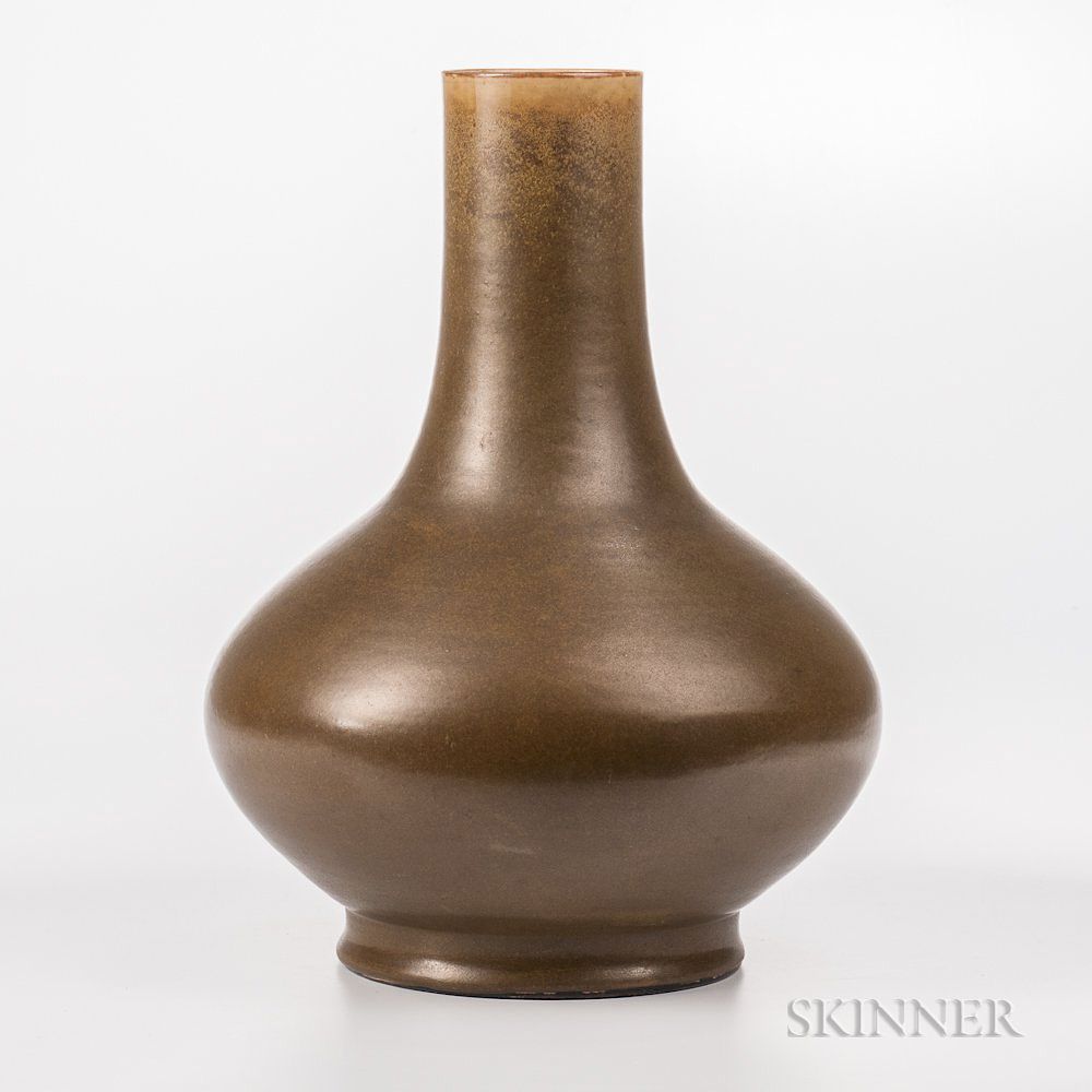 Appraisal: Teadust-glazed Bottle Vase Teadust-glazed Bottle Vase China compressed globular form