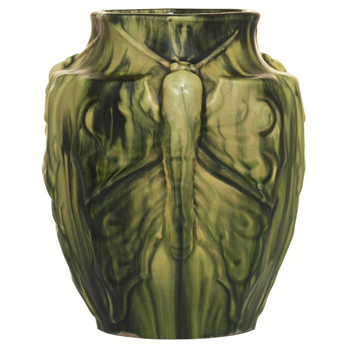 Appraisal: Baudin vase shouldered form with a sculpted moth design covered