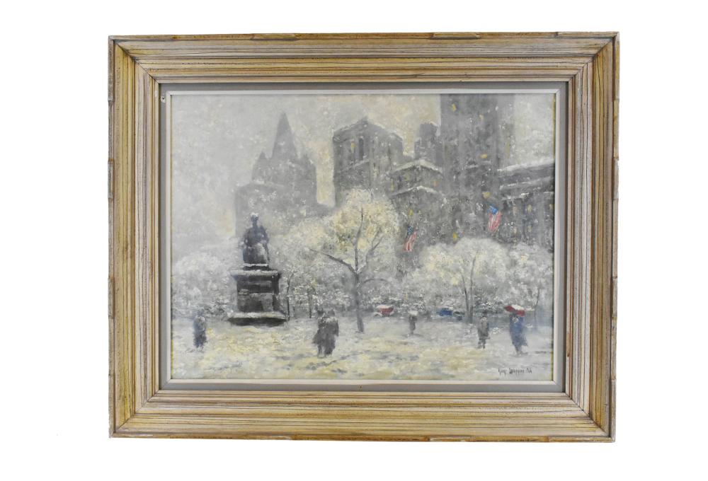 Appraisal: GUY WIGGINS AMERICAN - Madison Square Winter Signed Guy Wiggins