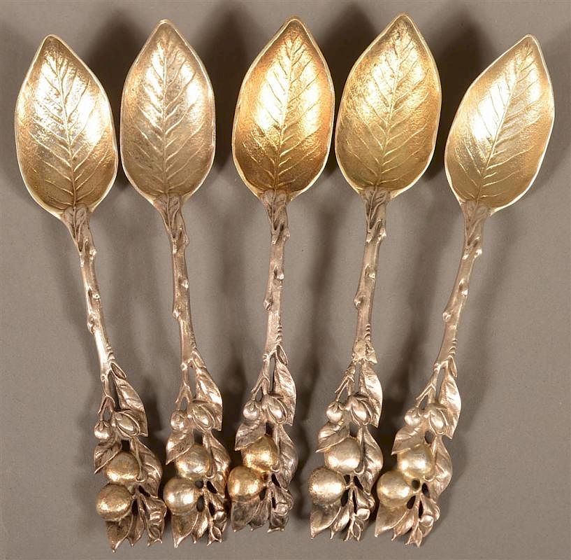 Appraisal: Five Gorham Sterling Silver Teaspoons Five Gorham Sterling Silver Teaspoons