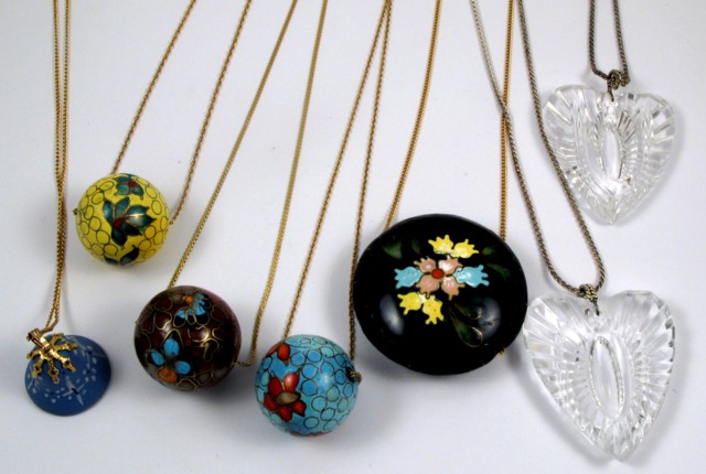 Appraisal: SEVEN PENDANT NECKLACES including four cloisonne pendants each suspended on