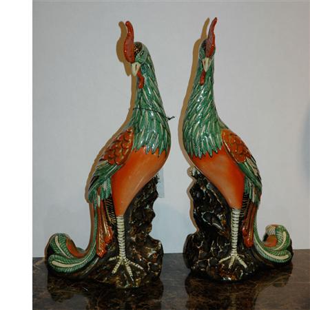 Appraisal: Pair of Chinese Porcelain Figures of Cockerels Estimate -