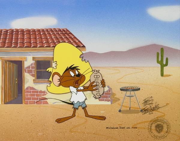 Appraisal: Two Warner Bros celluloids of Wile E Coyote and Speedy