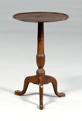 Appraisal: Georgian dish-top candle stand oak and beech tripod base with