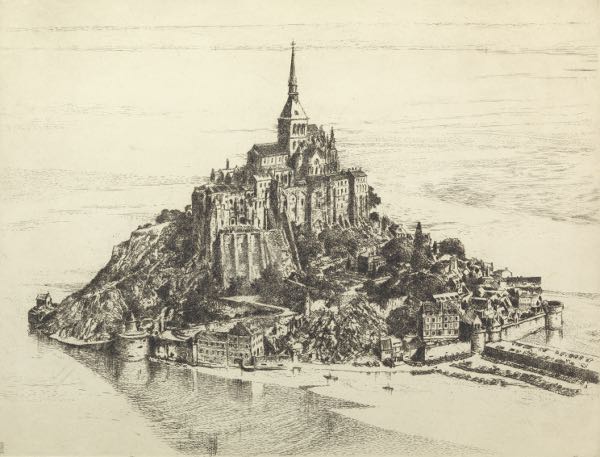 Appraisal: FRENCH EARLY TH CENTURY x plate Mont Saint-Michel Etching on