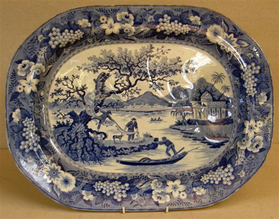 Appraisal: th century English blue and white transfer printed meat dish