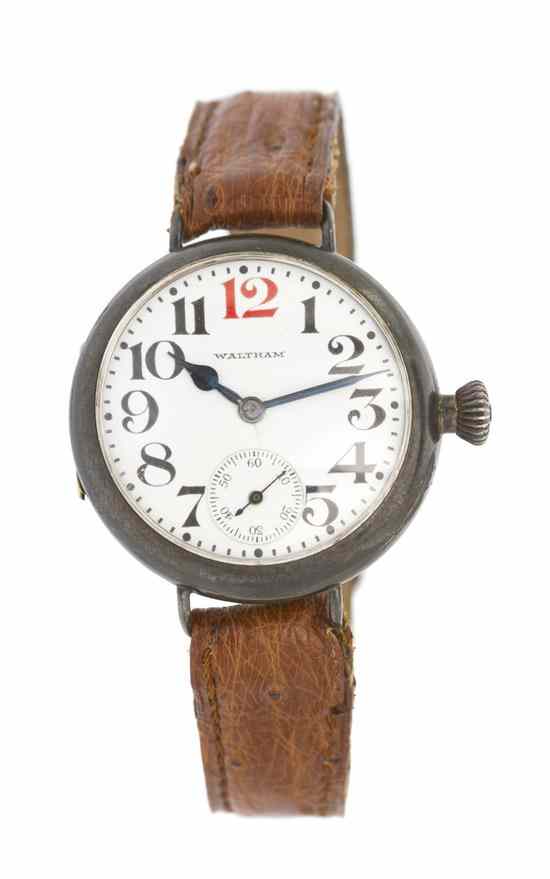 Appraisal: A Sterling Silver WWI Soldiers Watch Waltham mm case diameter