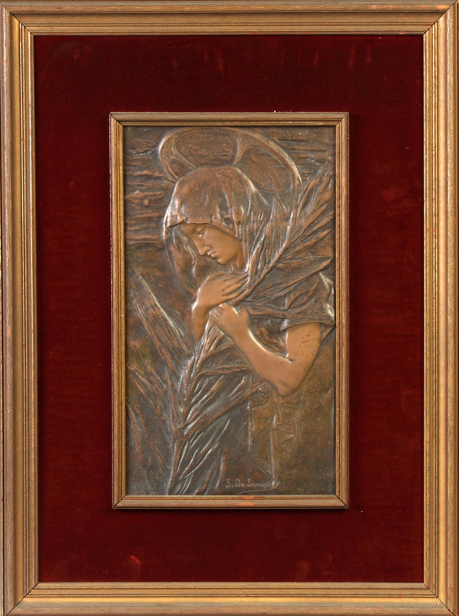 Appraisal: Salvatore DeSimone - Art Nouveau Bronze Relief Plaque Sgn S