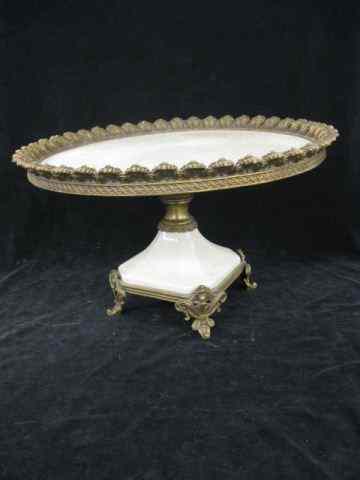 Appraisal: Porcelain Ormolu Pedestal Cake Stand '' diameter '' tall great