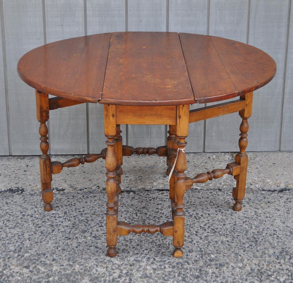 Appraisal: Wm Mary Maple Turned Base Gateleg Table high wide deep