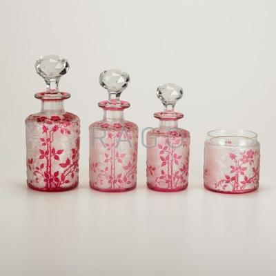 Appraisal: CRANBERRY GLASS Four piece dessert set cut to clear th