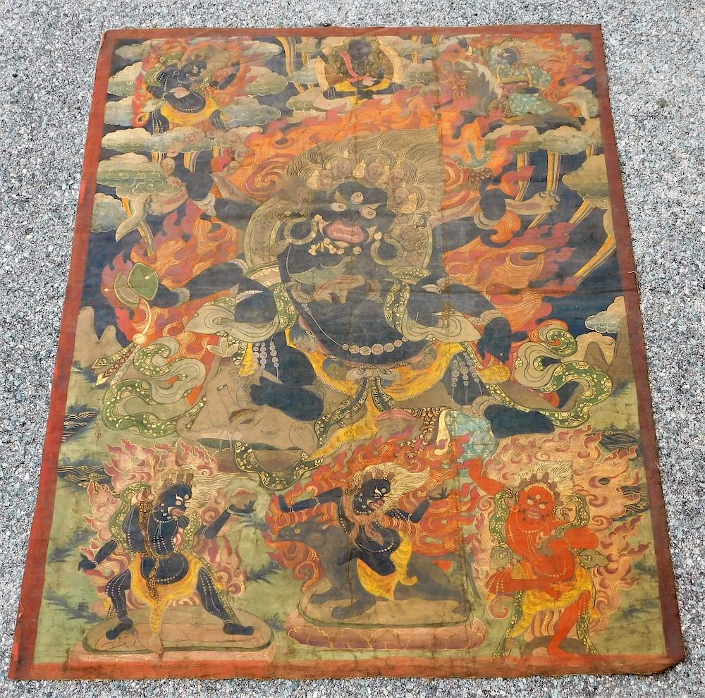 Appraisal: Tibetan Thangka Buddhist Painting of Vajrapani Tibet th Century Image