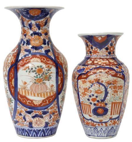 Appraisal: lot of Japanese Imari palette porcelain vases having baluster form