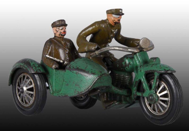 Appraisal: Cast Iron Vindex Motorcycle Toy Description Sidecar version with policeman