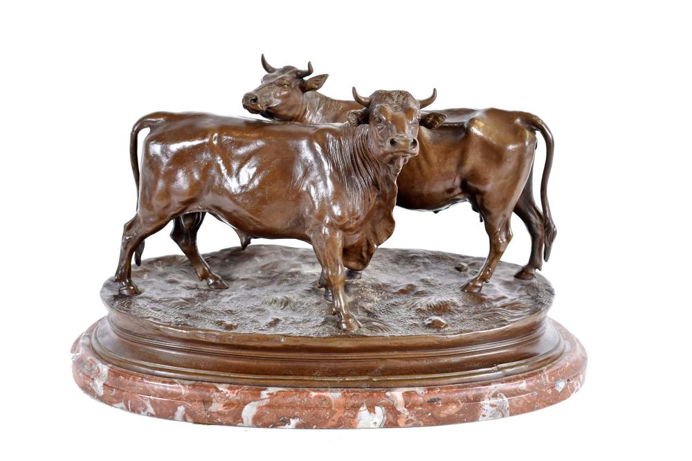 Appraisal: AFTER JULES MOIGNIEZ FRENCH - TWO COWS BRONZESigned on the