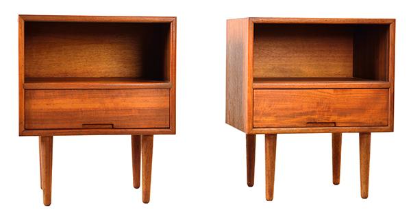 Appraisal: PAIR OF HANS HAYSON BEDSIDE TABLES c s teak