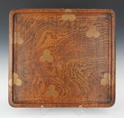 Appraisal: A Japanese Keyaki Wood Tray Dated Square shaped tray with