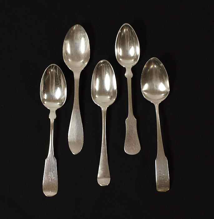 Appraisal: PIECE EARLY SILVER SPOONS To include Illegible year English silver