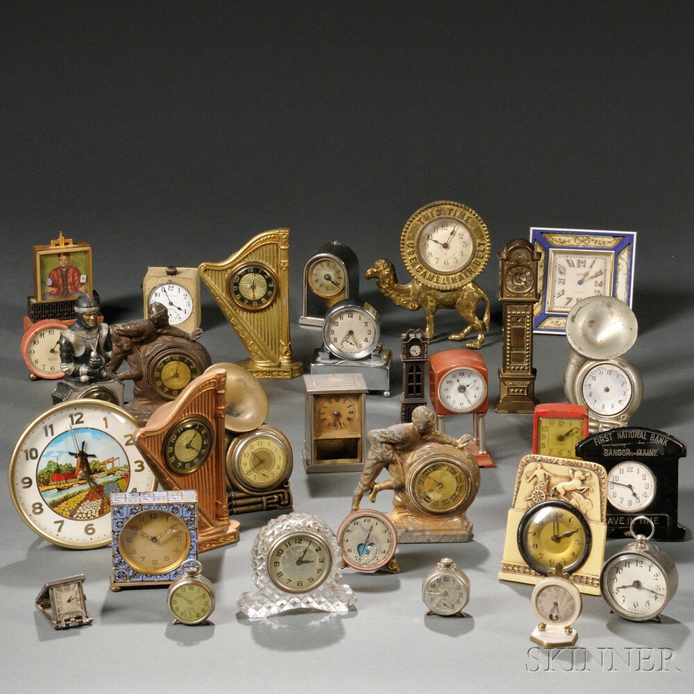 Appraisal: Approximately Twenty-five Miniature Clocks including American French Swiss and German