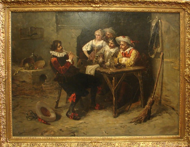 Appraisal: Tavern scene oil on canvas relined x SLL Artist French