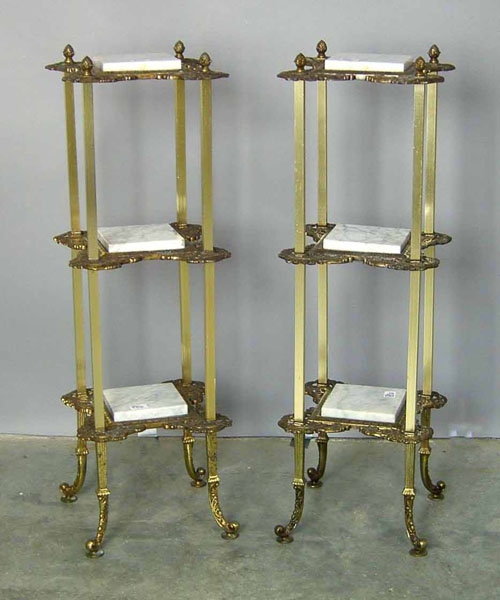 Appraisal: Pair of gilt marble top stands h