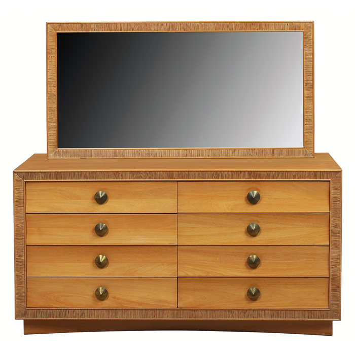 Appraisal: Paul Frankl dresser and mirror by Brown Saltman California six-drawer