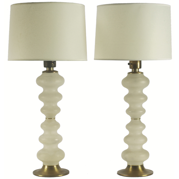 Appraisal: Italian glass table lamps pair s stacked discs of frosted