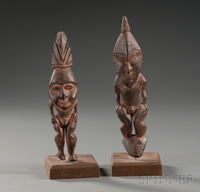 Appraisal: Two New Guinea Carved Wood Ancestor Figures Murik Lakes Sepik