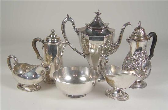 Appraisal: Six Pieces Silverplate Circa - Reed and Barton coffee pot