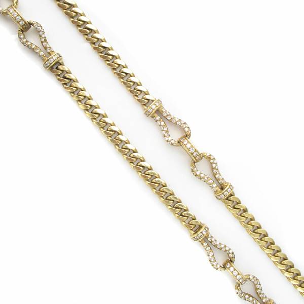 Appraisal: A diamond and k gold curb link necklace estimated total