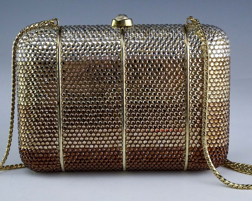 Appraisal: Judith Leiber Minaudiere Swarovski Clutch Handbag Vintage Judith Leiber designer